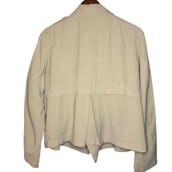 Zara Basic Collection Womens LARGE Long Sleeve Beige Lagenlook Waterfall Jacket - Picture 7 of 11